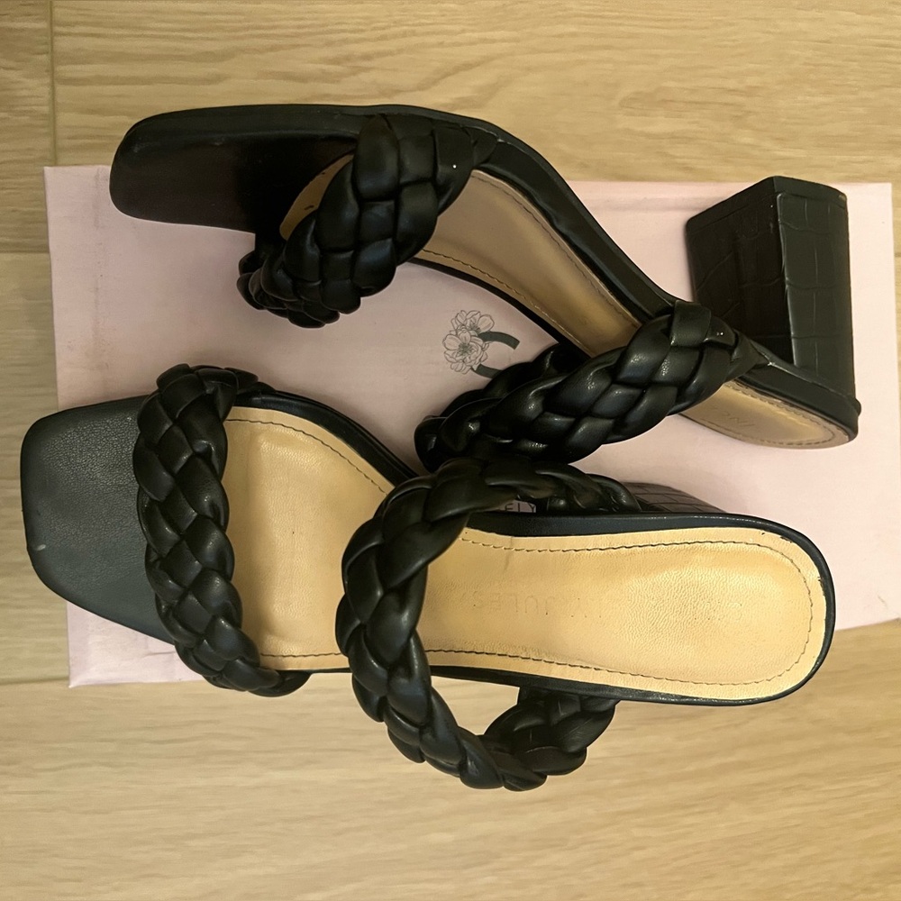 Sincerely Jules Black Braided Block Heel Sandals